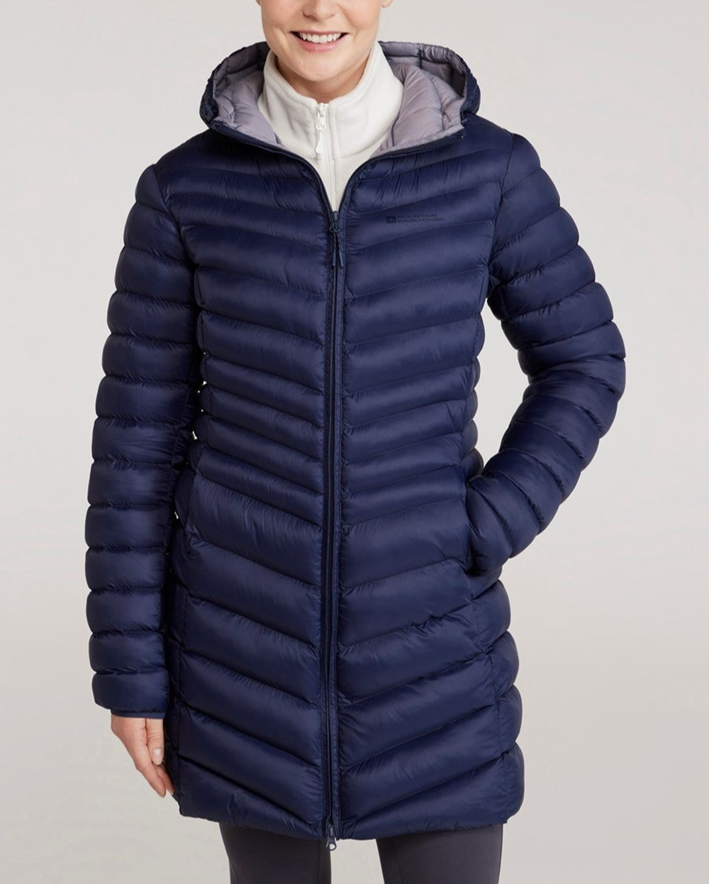 Mountain Warehouse Womens Full Zip Blue Florence Puffer Padded Long Jacket Sz 4